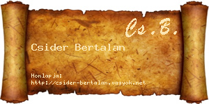 Csider Bertalan névjegykártya